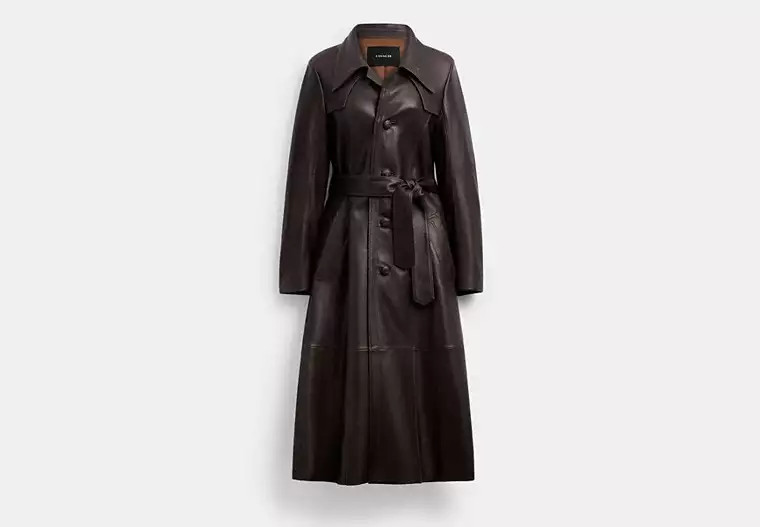 Single Breasted Leather Trench Coat | Coach (US)