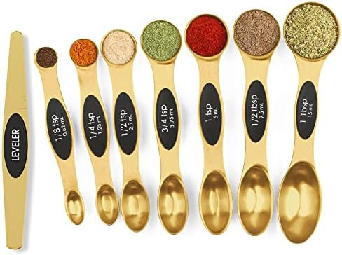 Magnetic Measuring Spoons Set Stainless Steel with Leveler, Stackable Metal Tablespoon Measure Sp... | Amazon (US)