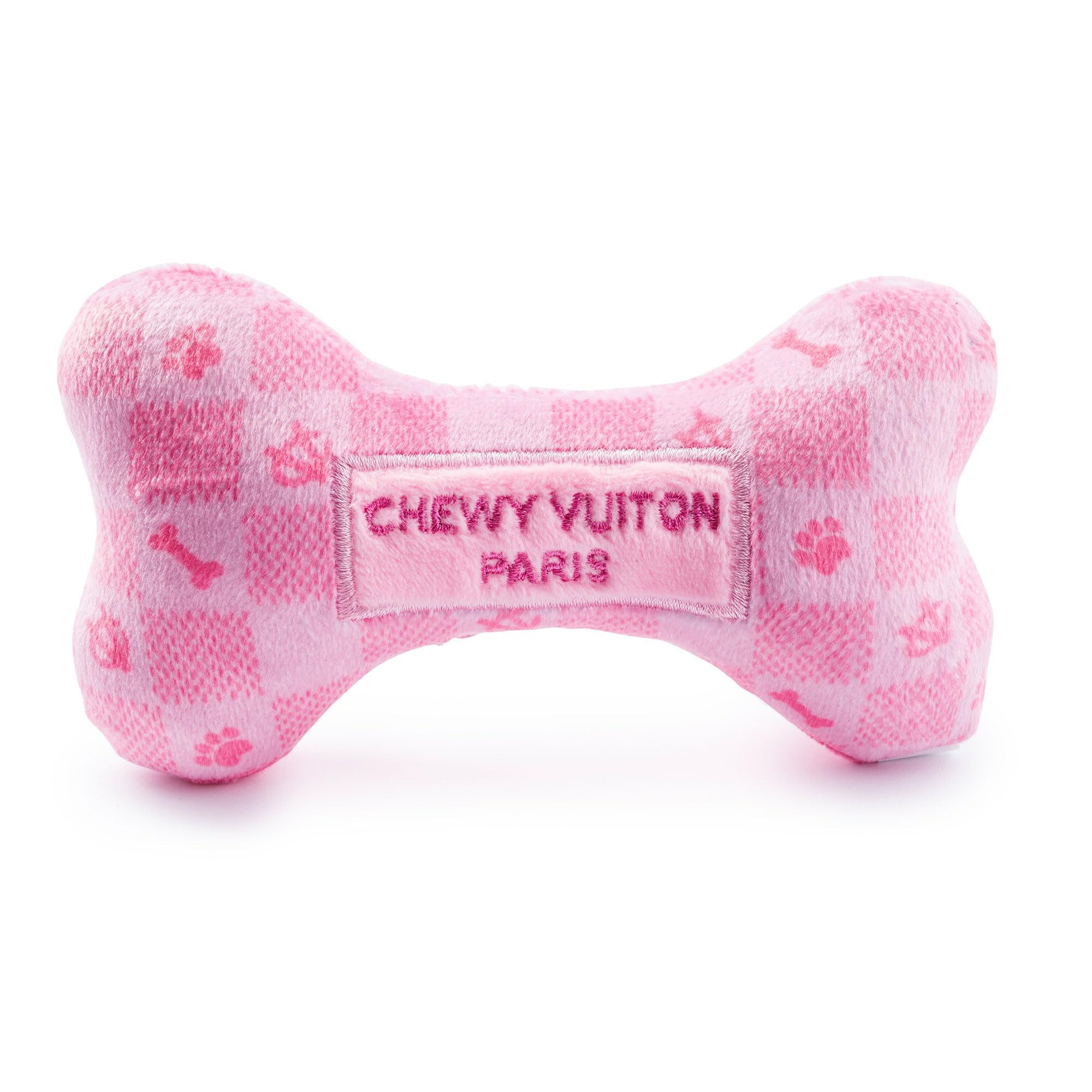 Haute Diggity Dog Pink Checker Chewy Vuiton Bone, Plush Designer Dog Toys with Interactive Squeak... | Amazon (US)