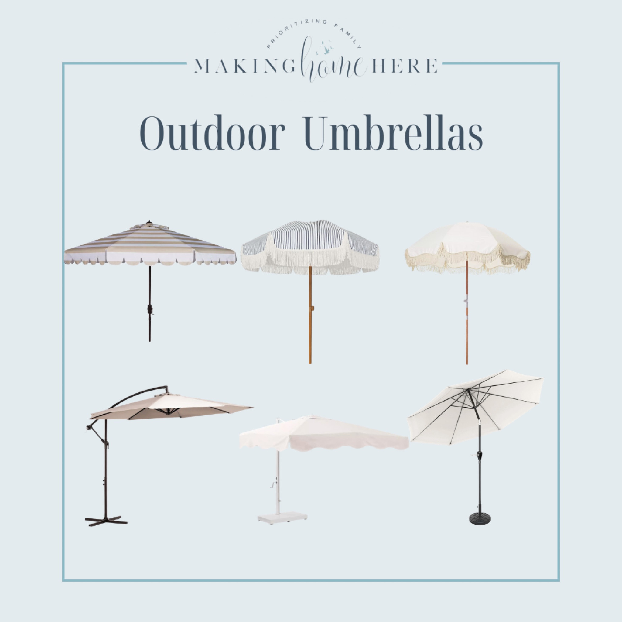 Outdoor Umbrellas✨

umbrellas, table umbrellas, outdoor umbrellas, beach umbrellas, west elm, at home, home decor, patio furniture, patio decor, umbrella, scalloped umbrella, pool umbrella, pool decor, pool furniture, splurge vs save 

#LTKhome #LTKFind #LTKU