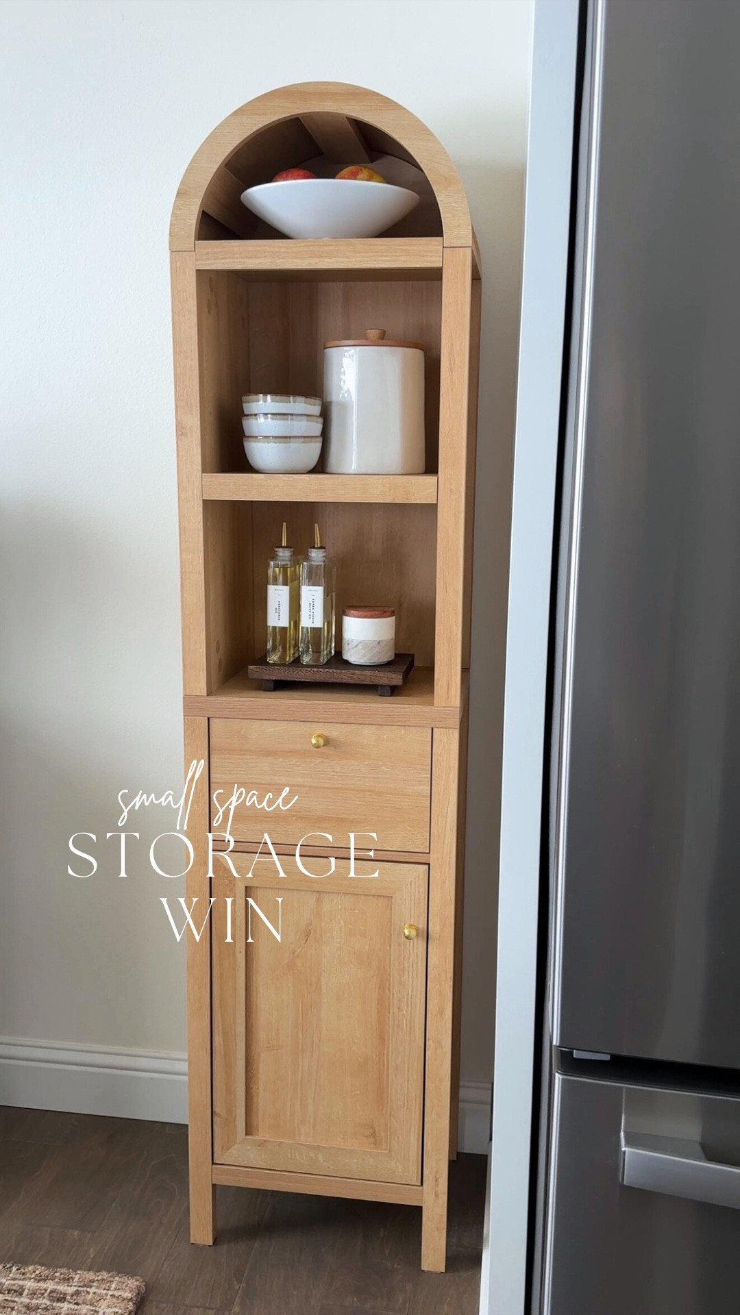This narrow arched storage cabinet fits perfectly in tight spots but holds so much more than you’d expect. From the kitchen to the bathroom, it’s the kind of piece that works anywhere—beautiful, functional, and a total space-saving win 🙌🏻

#LTKHome