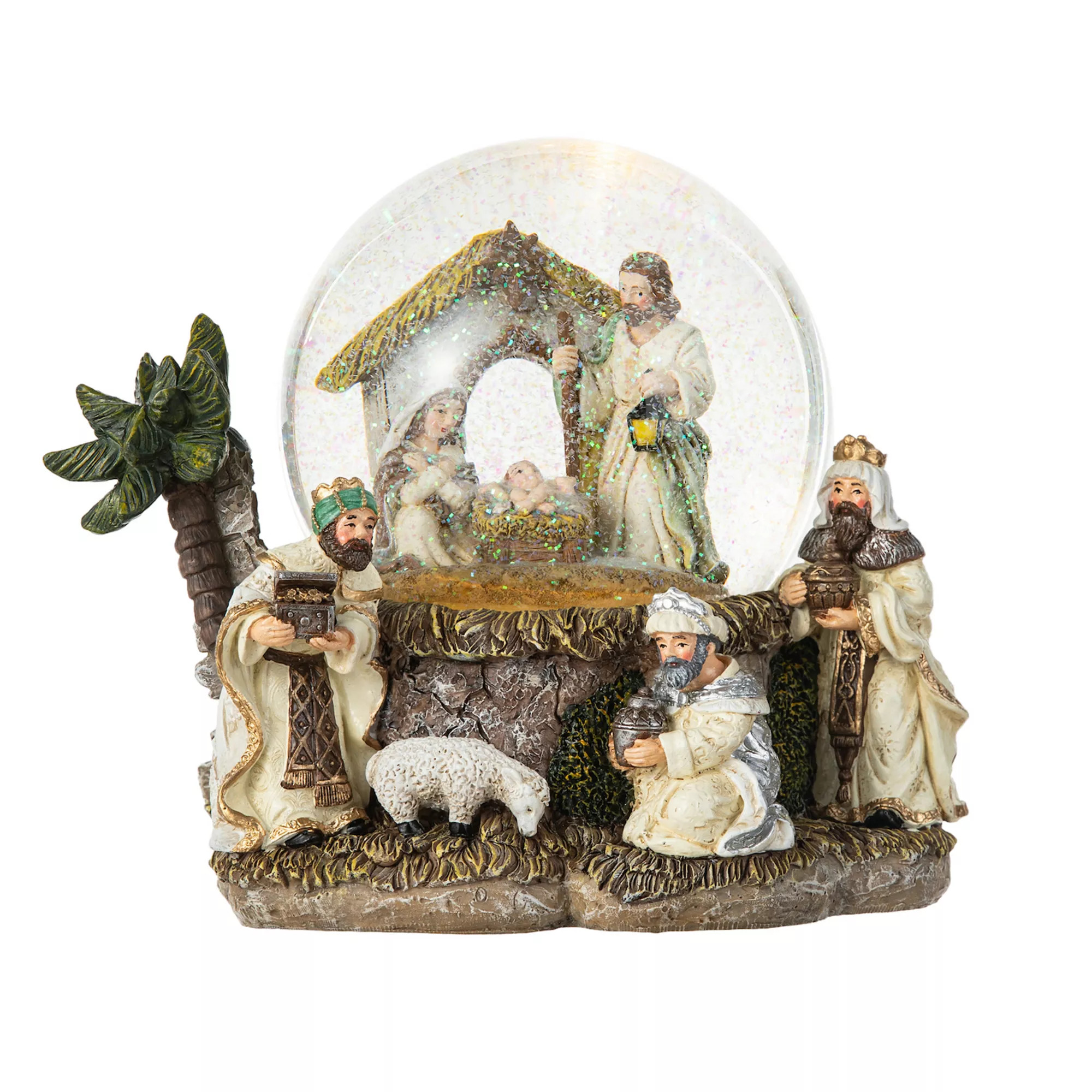 Glitzhome 150mm Lighted Musical Christmas Snow Globe, Holy Nativity Figurines Scene Water Globe | Kohl's