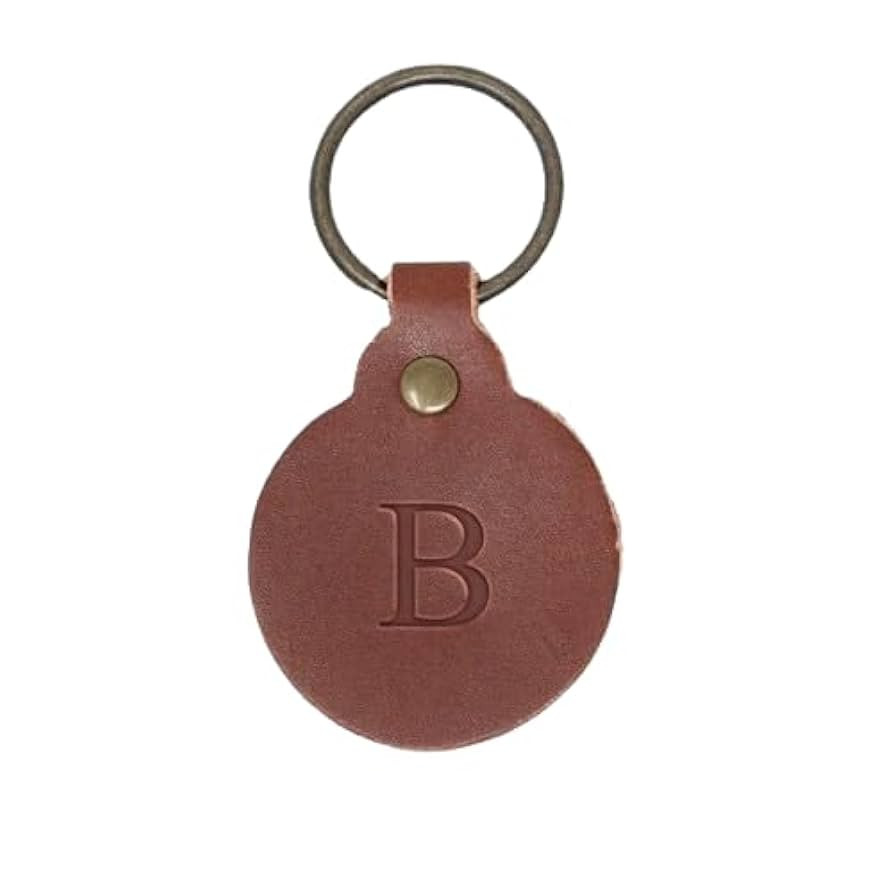 Custom Leather Circle Key Fob/Charm. Monogrammed Personalized Full Grain Leather Key Chain. Made ... | Amazon (US)
