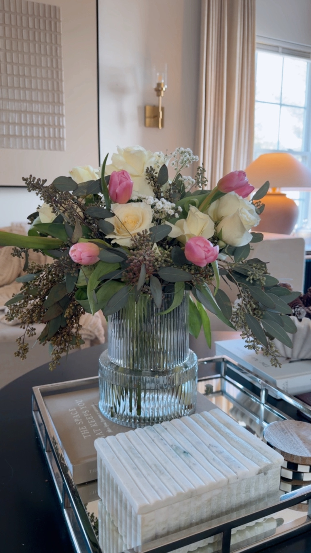 Spring Home Decor-Floral Arrangement 
#vase #pillows #tablelamp #livingroom #amazonhome #fluted #flowers #spring

#LTKSpringSale #LTKHome #LTKSeasonal