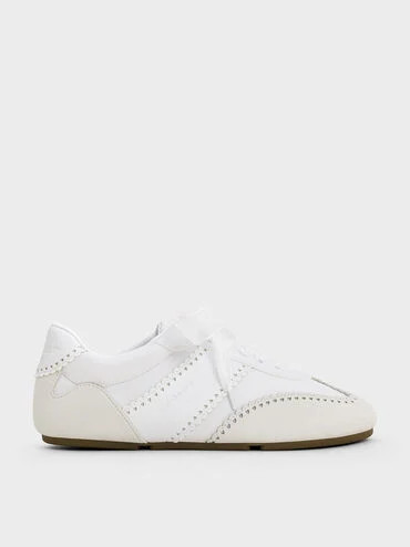 Cece Heart-Motif Sheer-Lace Sneakers
    
         - White | Charles & Keith US