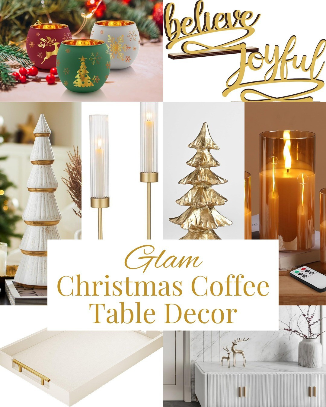 Add sparkle to your cozy Christmas living room with affordable glam Christmas coffee table decor that blends vintage charm with timeless Christmas figurines and glowing Christmas candles. These Amazon Christmas decor ideas make it easy to create a budget friendly living room Christmas decorations setup, complete with trays, Christmas table decor, and Christmas centerpieces. #ChristmasDecor #AmazonFinds #HolidayStyle

#LTKSeasonal #LTKHoliday #LTKHome