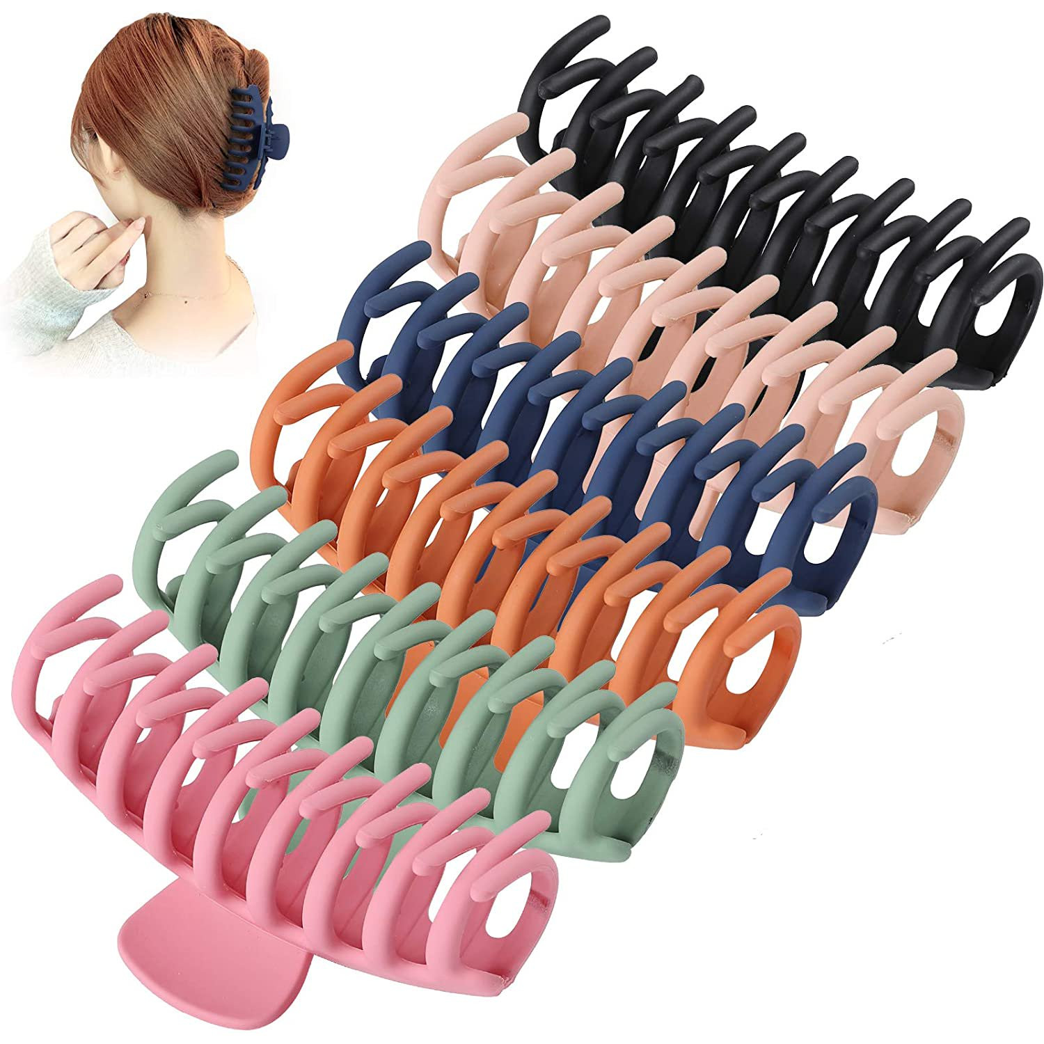 6 Pack Big Claw Clips 4.3 Inch Giant Matte Hair Claw Clips For Women and Girls 6 Color Large Jaw ... | Walmart (US)