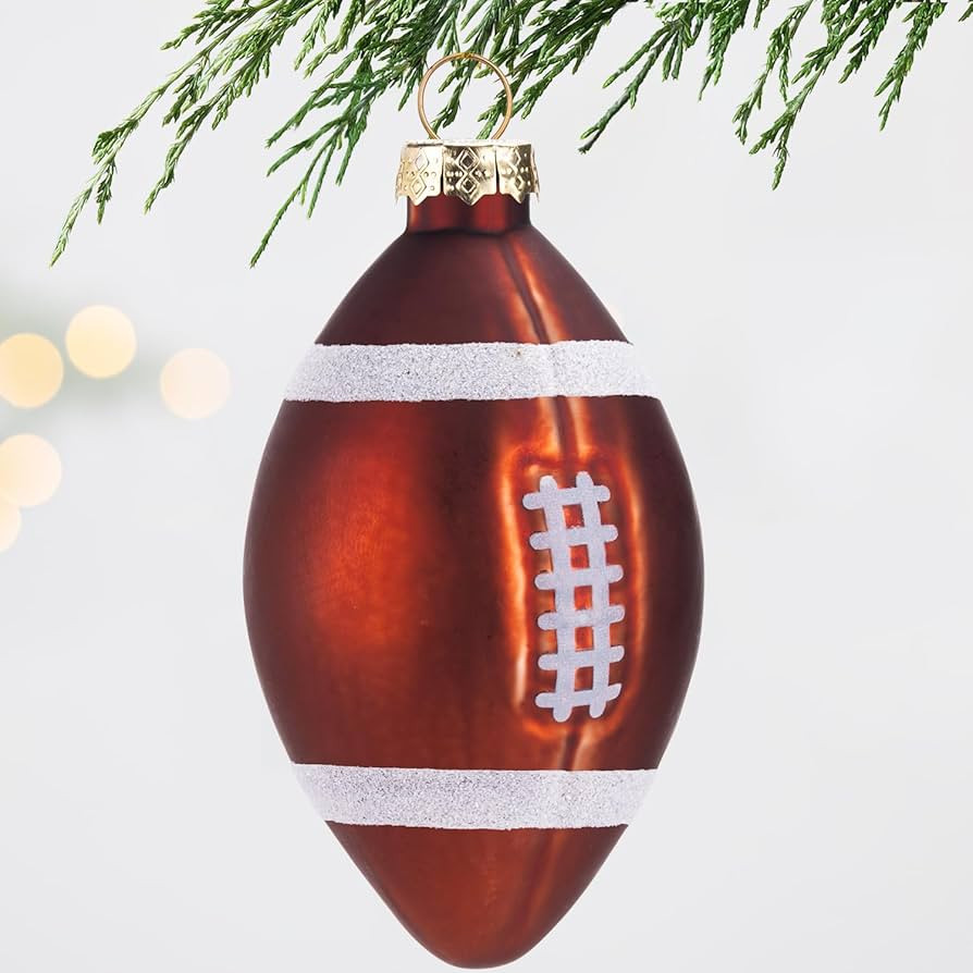 Christmas Football Glass Blown Ornament, 2025 Hand-Painted Small Mini Sports Ball Decoration for ... | Amazon (US)