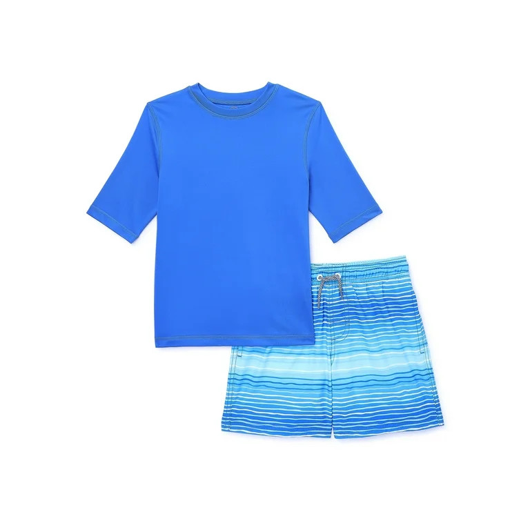 Wonder Nation Boys Rashguard and Swim Trunks Set with UPF 50+, 2-Piece, Sizes 4-18 & Husky | Walmart (US)