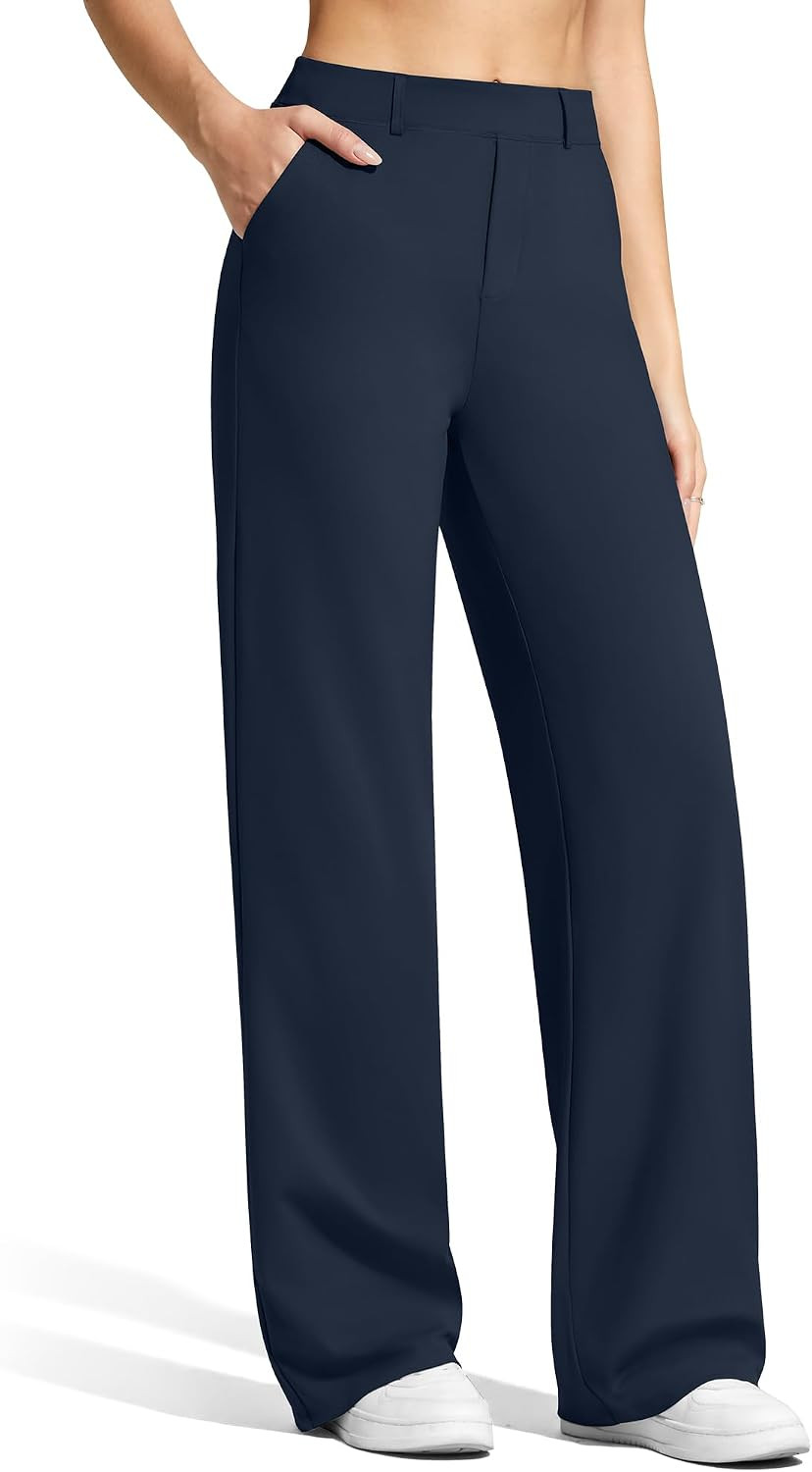 G4Free EverGoing Women's Wide Leg Dress Pants with Pockets Belt Loops | Amazon (US)