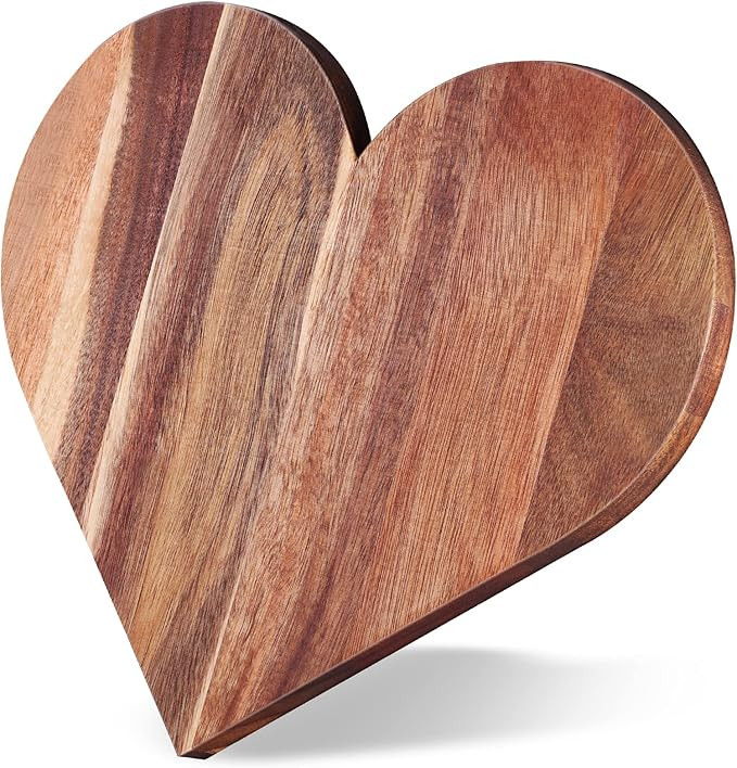 Patelai Heart Shaped Cutting Board Valentine's Day Gifts Acacia Wood Bread Cheese Serving Platter... | Amazon (US)