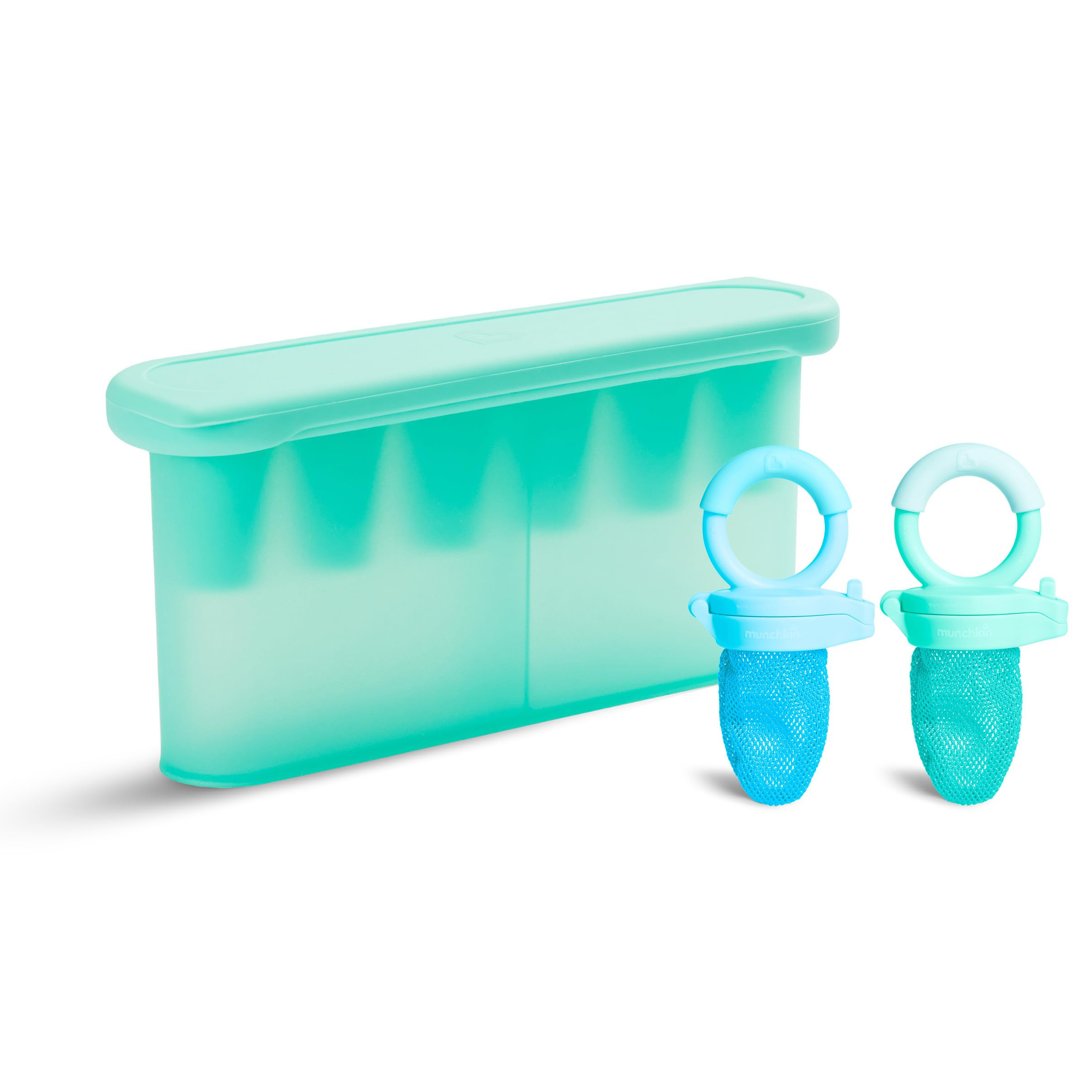 Munchkin® Baby Feeders for Fresh Food and Fruit and Silicone Baby Food Freezer Tray, Blue/Mint | Amazon (US)