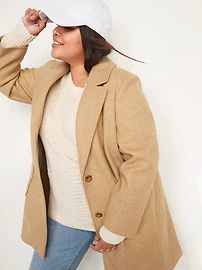Oversized Soft-Brushed Button-Front Coat for Women | Old Navy (US)