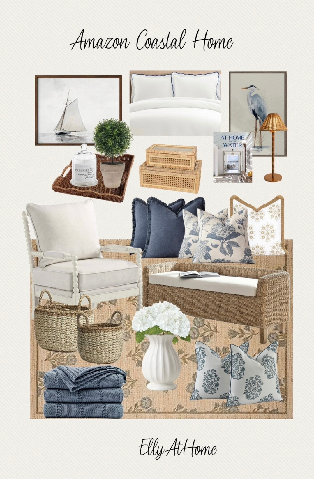 Amazon coastal home styling. Shop rug, accent chairs, bench, artwork, vase, florals, throw pillows, blankets, tray, candle and more home decor accessories. 

#LTKSaleAlert #LTKHome
