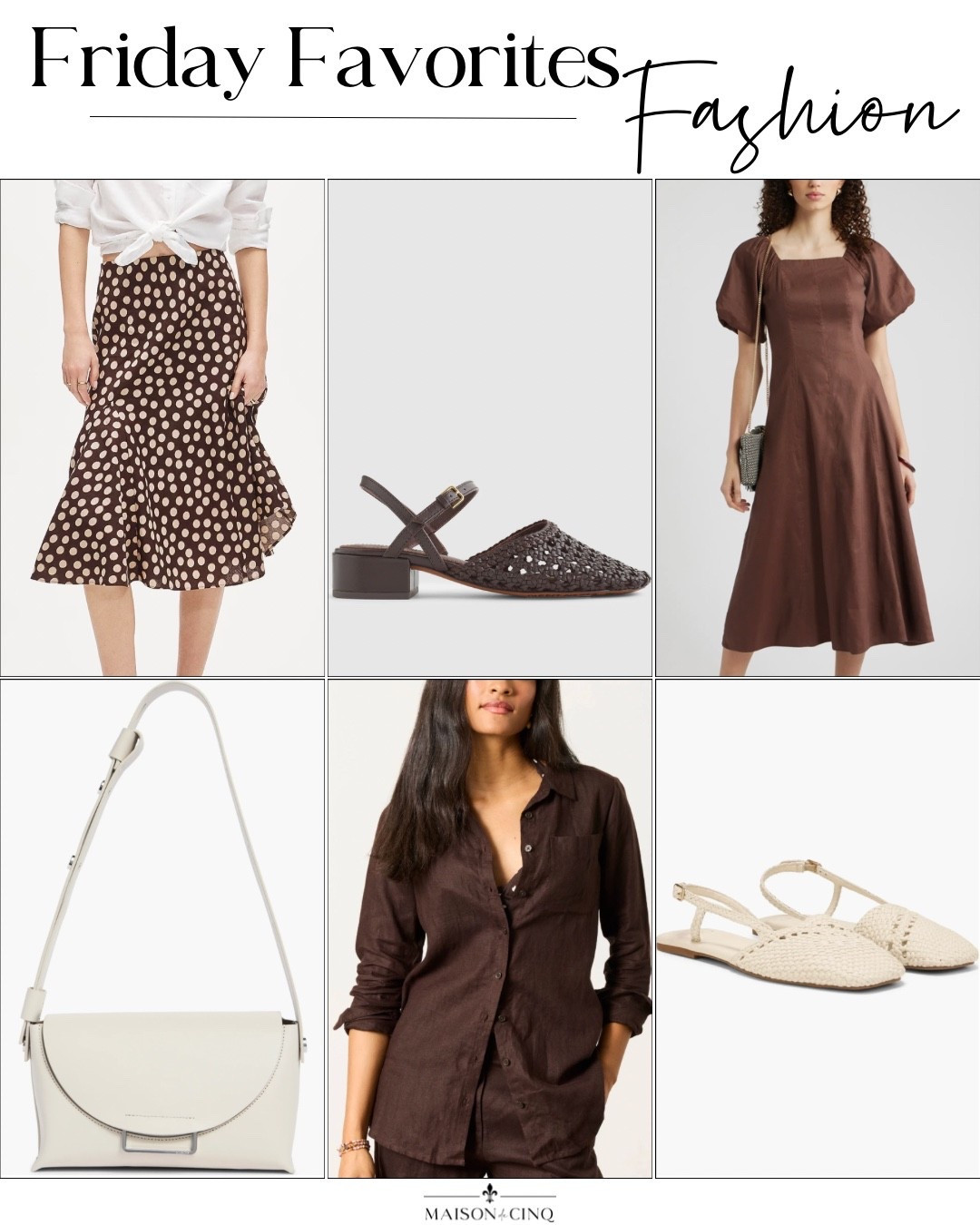 This week on Friday Favorites we’re sharing gorgeous brown dresses and skirts for spring! Plus adorable woven flats and a handbag for a steal!

Spring dresses, spring skirts, blouse, flats, woven flats, spring flats, spring handbag 

#LTKSaleAlert #LTKOver40