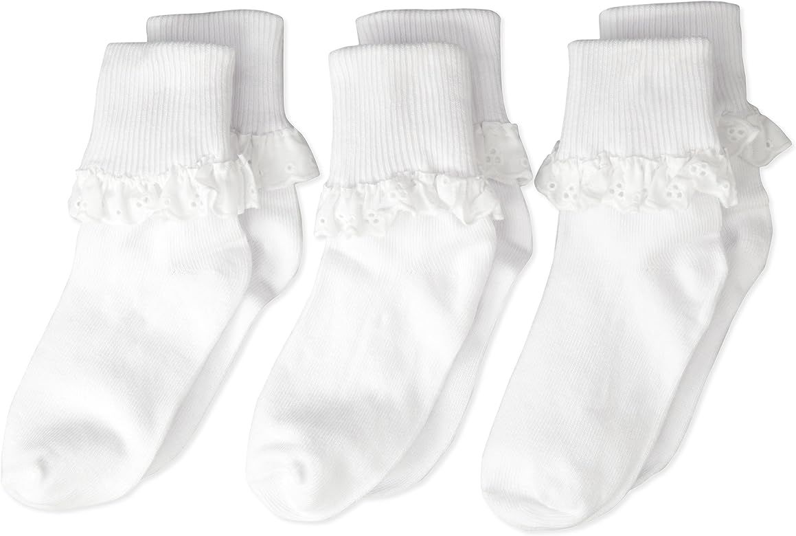 Jefferies Socks Big Girls' Eyelet Lace Socks (Pack of 3) | Amazon (US)