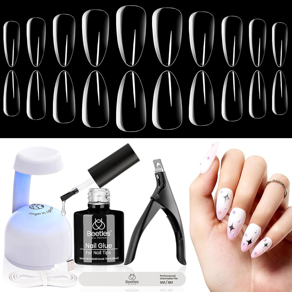 Beetles Easy Gel Tips Nail Extension Kit, 5 In 1 Nail Glue Gel Base Coat with Pre-shaped Medium A... | Amazon (CA)