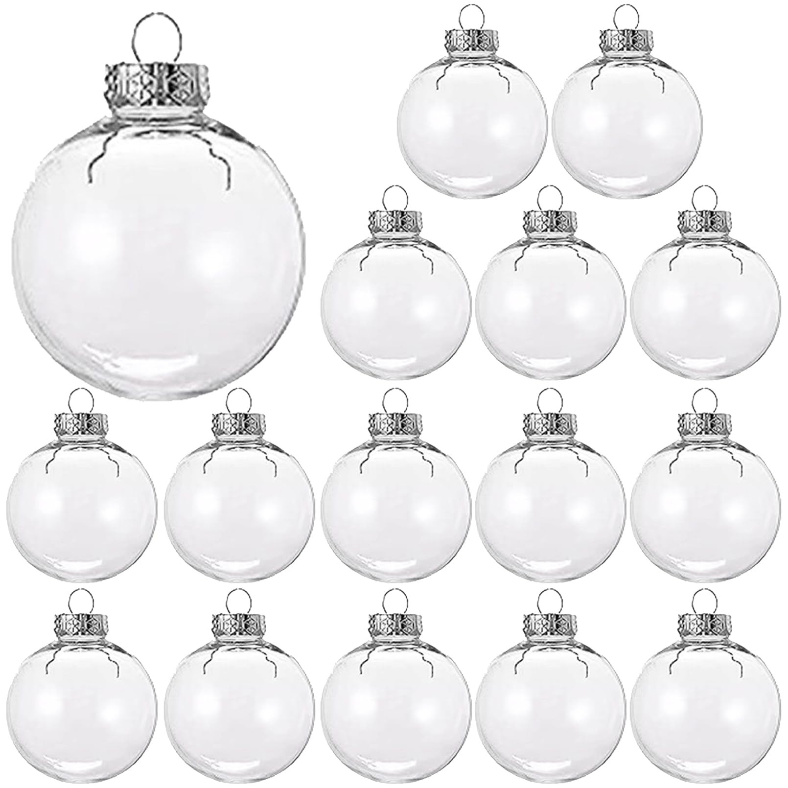 15 Pcs DIY Clear Fillable Christmas Ornaments, 2.36Inch Transparent Shatterproof Plastic Christma... | Amazon (US)