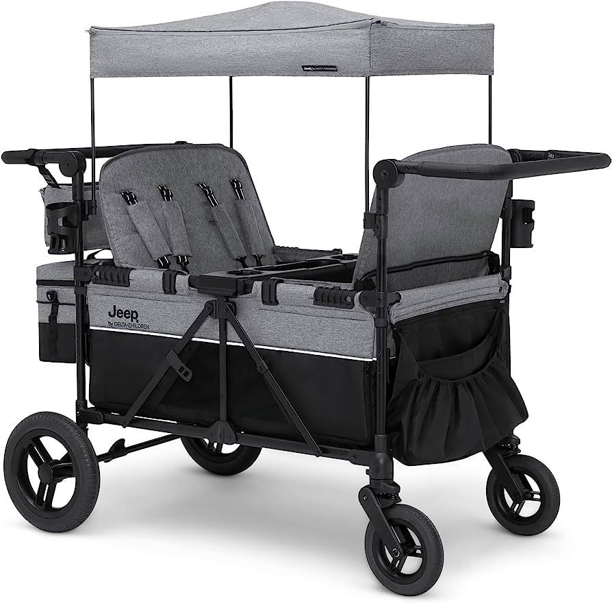 Jeep Wrangler Deluxe 4 Seater Stroller Wagon by Delta Children - Premium Quad Stroller Wagon for ... | Amazon (US)