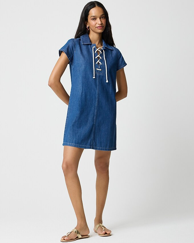 Lace-up denim mini dress | J.Crew Factory