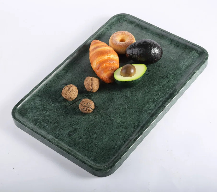 Guein Rectangle Natural Marble Tray,Indian Green | Wayfair North America