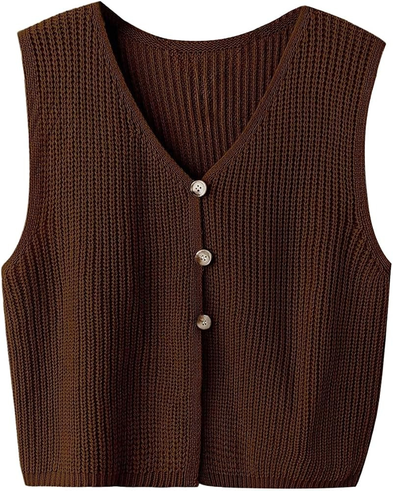 Floerns Women's Plus Size V Neck Sweater Vest Button Up Sleeveless Knitted Pullover Tank Tops | Amazon (US)