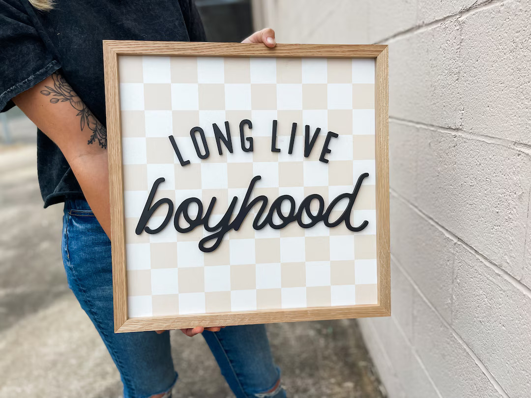 Long Live Boyhood, Framed Nursery Sign, Baseball Nursery Sign, Framed Wood Sign, Nursery Room Dec... | Etsy (US)