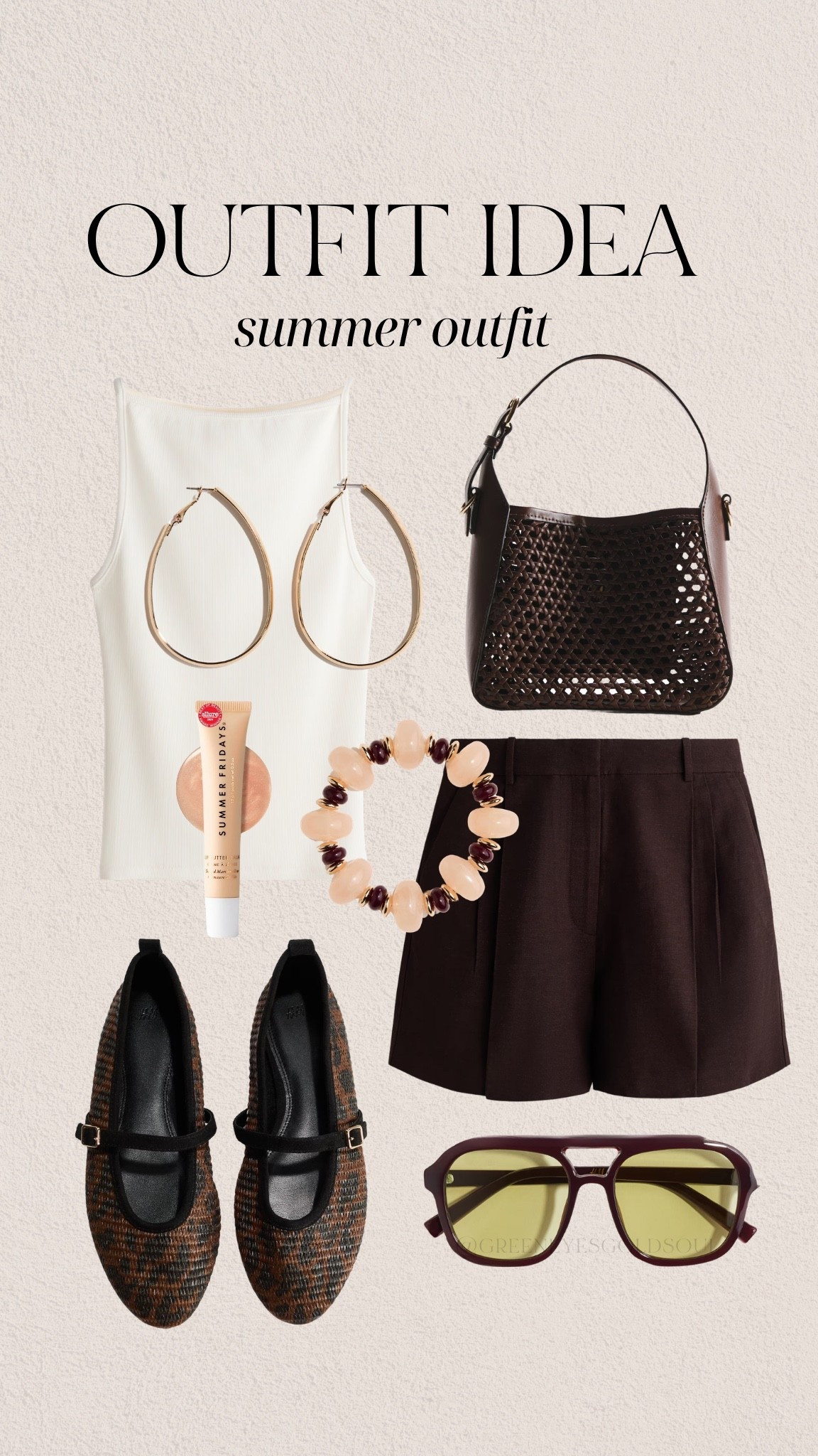 An elevated take on summer neutrals. ☕️✨ Espresso tailored shorts paired with an ivory tank, woven handbag, Mary Jane flats, and oversized sunglasses create a timeless outfit you’ll reach for all season long. A polished look that works for everything from weekend plans to vacation strolls.

#LTKStyleTip #SummerOutfit #NeutralFashion #EspressoBrown #TailoredShorts #MaryJaneFlats #ClassicStyle #ElevatedBasics #ResortStyle #FashionOver40 #SummerWardrobe #LTKFashion

espresso brown outfit, tailored shorts outfit, ivory tank outfit, Mary Jane flats, woven handbag, neutral summer outfit, classic summer style, elevated basics, chic casual outfit, old money style, European summer fashion, resort outfit, timeless fashion, capsule wardrobe outfit, luxury inspired style, summer neutrals, polished casual look, sophisticated summer style

#LTKootd #LTKSeasonal #LTKOver40
