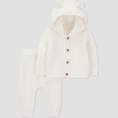 Carter's Just One You® Baby 2pc Hooded Bear Sweater and Jogger Pants Set - Cream 3M | Target