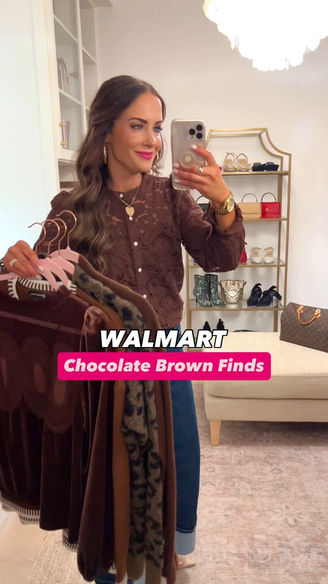 Wearing size S in all items. ♥️ NOTE ♥️The brown velvet shirt and floral sweater are  almost sold out at Walmart so we linked it at Amazon too (last items). 