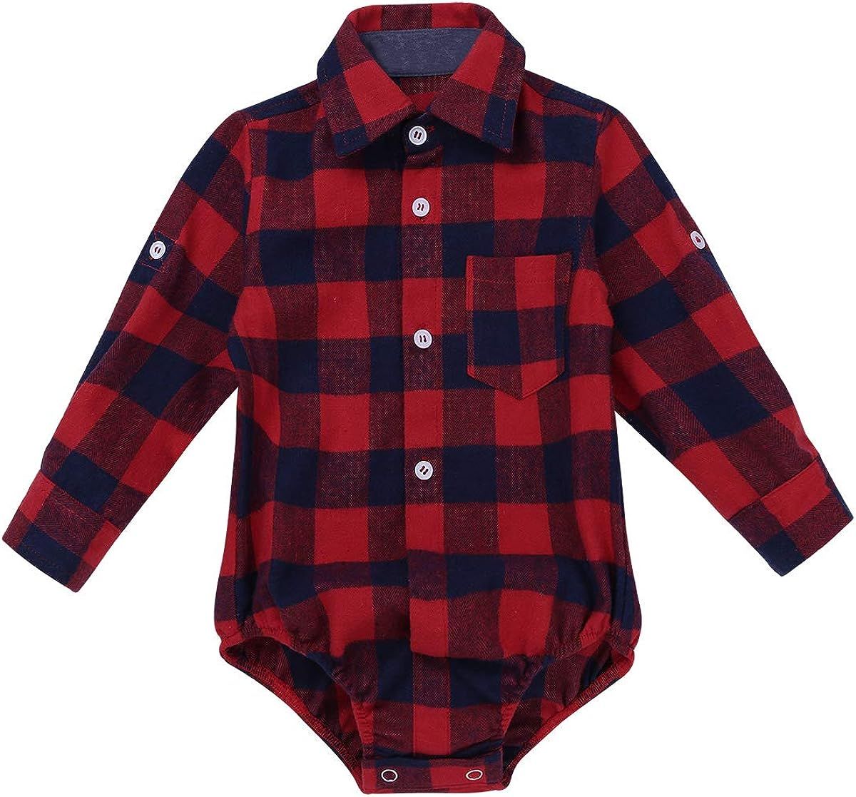 CHICTRY One Piece Baby Boys Long Sleeve Plaid Cotton Shirt Romper Bodysuit Casual Autumn Clothing | Amazon (US)