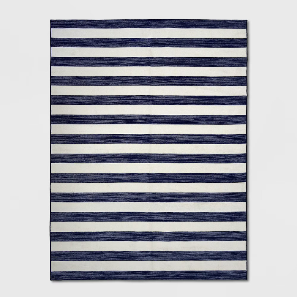 9' x 12' Worn Stripe Outdoor Rug Navy - Threshold | Target