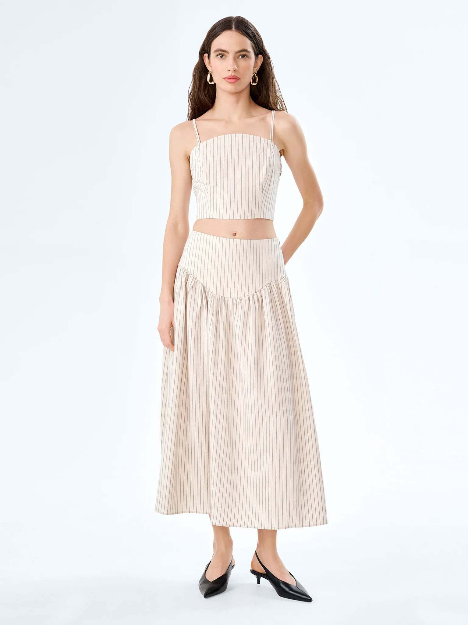 Lucille Skirt in Cream and Black Stripe | OMNES UK