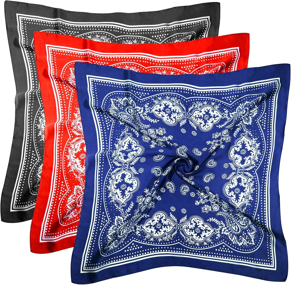 DOOBO 3 Pcs 27.5 Inches Satin Head Scarf Hair Scarf Silk Head Scarf Silk Bandana Silk Hair Wrap N... | Amazon (US)