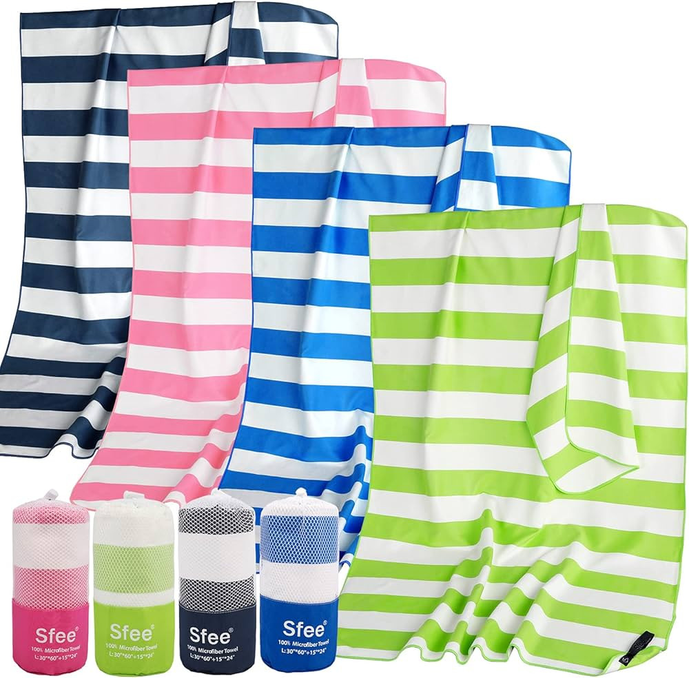 Sfee 2 in 1 Microfiber Oversized Beach Towel, Quick Dry Towel Travel Towel Camping Towel Super Ab... | Amazon (US)