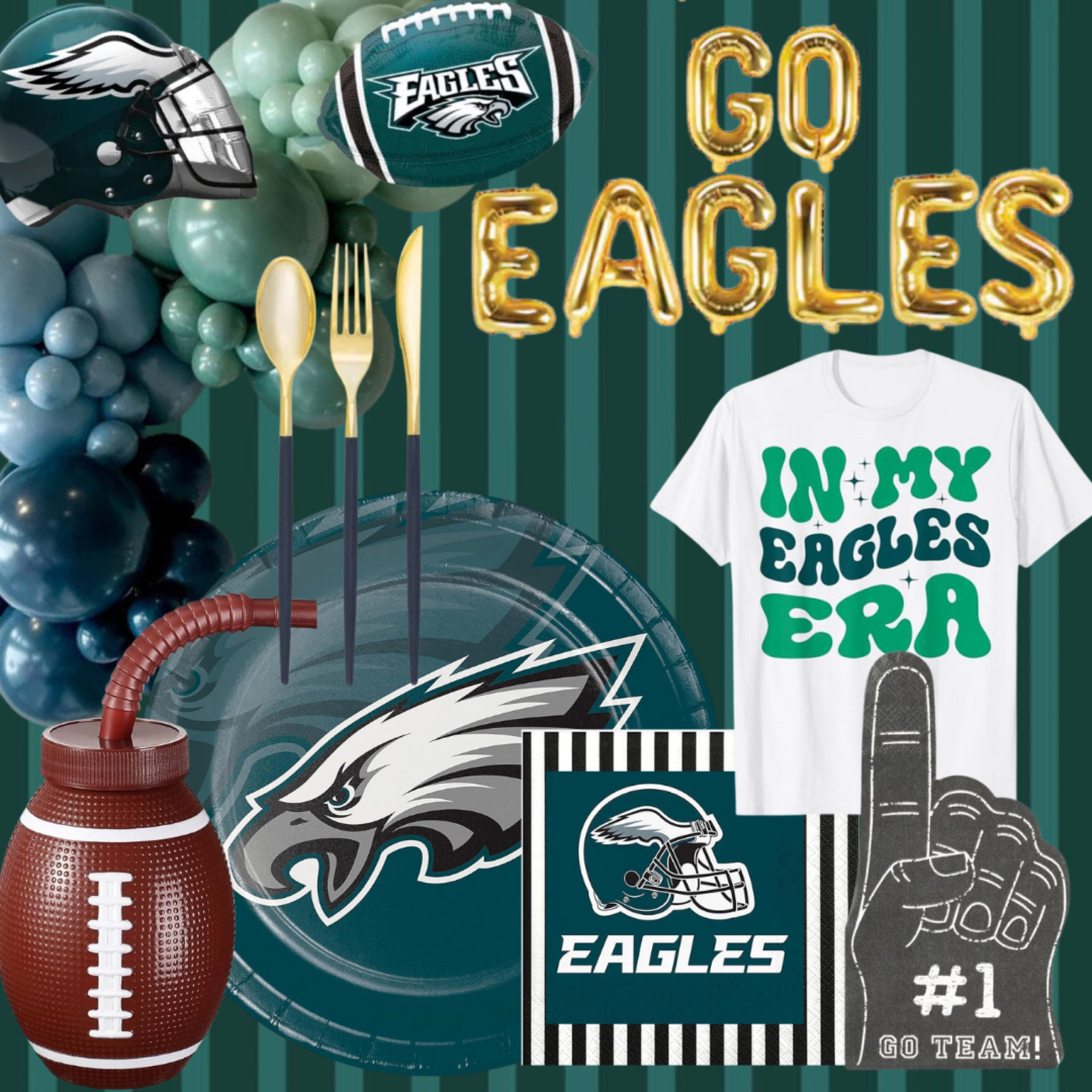 Super Bowl Sunday party decor Amazon etsy balloons plates cups tumbler cookout football Philadelphia Philly eagles 

#LTKFindsUnder50 #LTKParties #LTKFamily