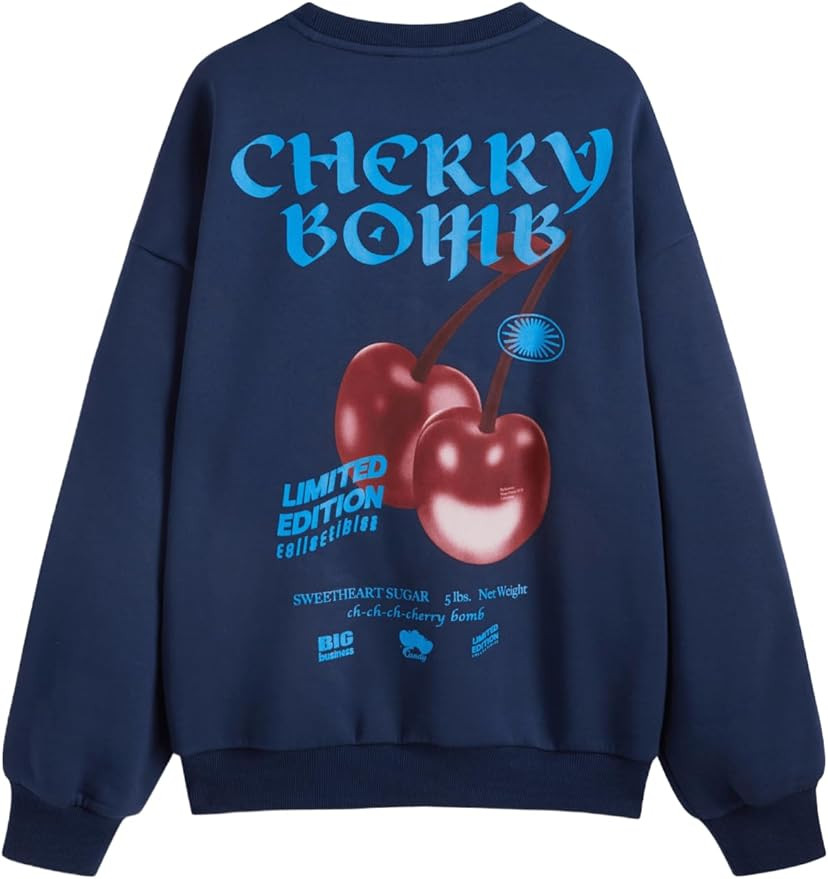 CIDER Sweatshirt for Women Long Sleeve Crewneck Sweatshirts Cherry Bomb Graphic Long Sleeve Tops ... | Amazon (US)