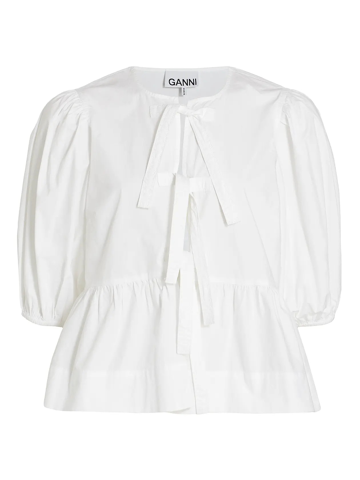 Ganni Cotton Poplin Peplum Blouse | Saks Fifth Avenue | Saks Fifth Avenue