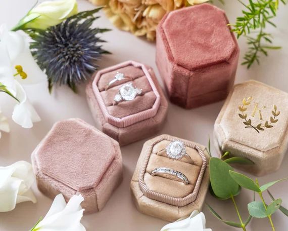 Personalized Velvet Ring Box  Custom Wedding Ring Box  | Etsy | Etsy (US)