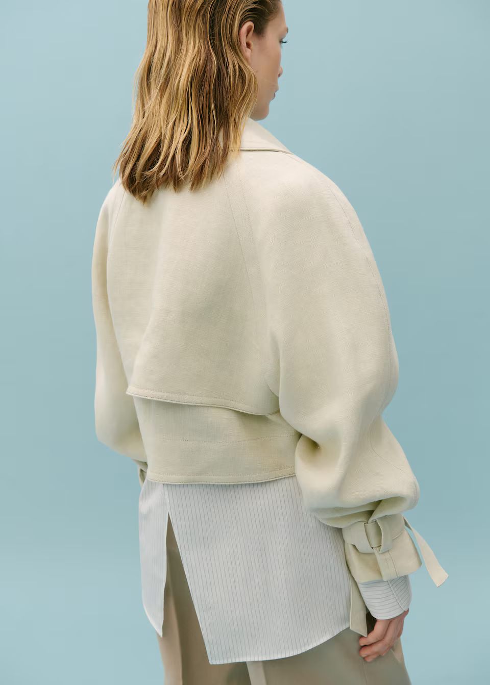 100% linen cropped trench coat -  Women | Mango USA | MANGO (US)