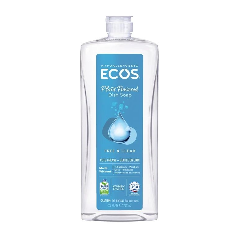 ECOS Hypoallergenic Liquid Dish Soap, Free & Clear, 25 Fluid Ounce | Walmart (US)