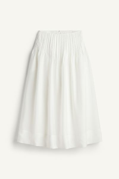 Pintuck Skirt - White - Ladies | H&M US | H&M (US + CA)