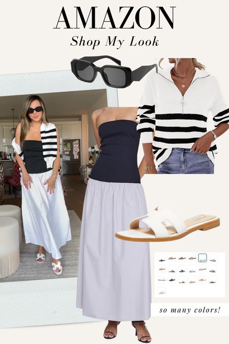 Black and white summer outfit idea from Amazon! Wearing side small in dress and sweater 

Old money dress, quiet luxury dress, summer dress, maxi dress, H sandals similar 

#LTKStyleTip #LTKFindsUnder100