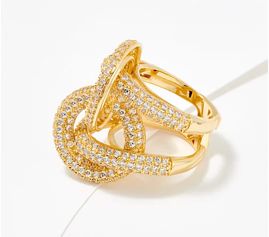 Diamonique x Zaxie "Pop Fizz Link" Pave Cocktail Ring | QVC