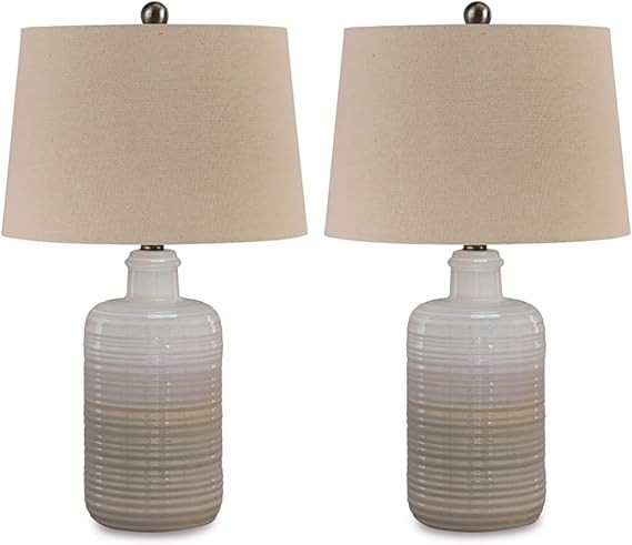 Signature Design by Ashley - Marnina Ceramic Table Lamp - Farmhouse - Set of 2 - Taupe | Amazon (CA)