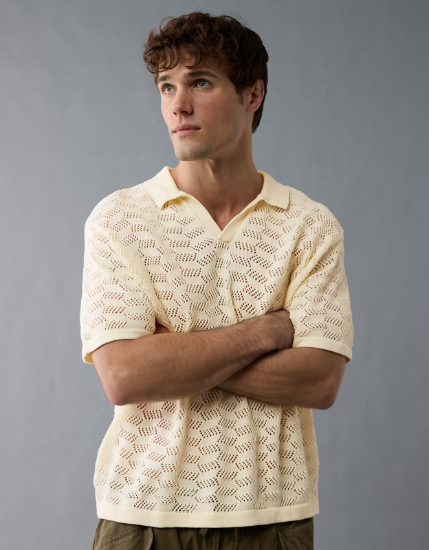 AE Weekend Textured Sweater Polo Shirt | American Eagle Outfitters (US & CA)