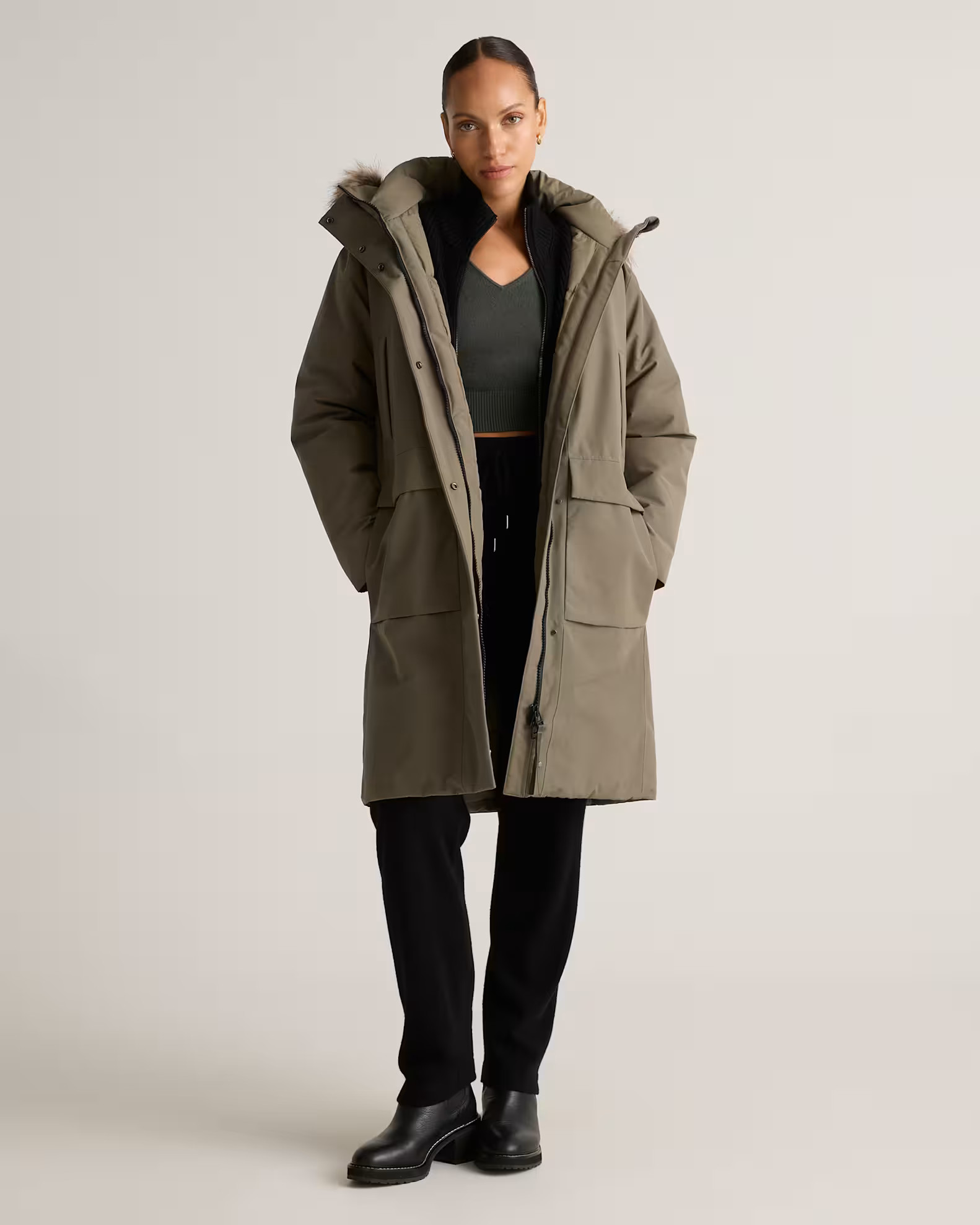 Responsible Down Hooded Long Parka in Faded Cargo | Quince