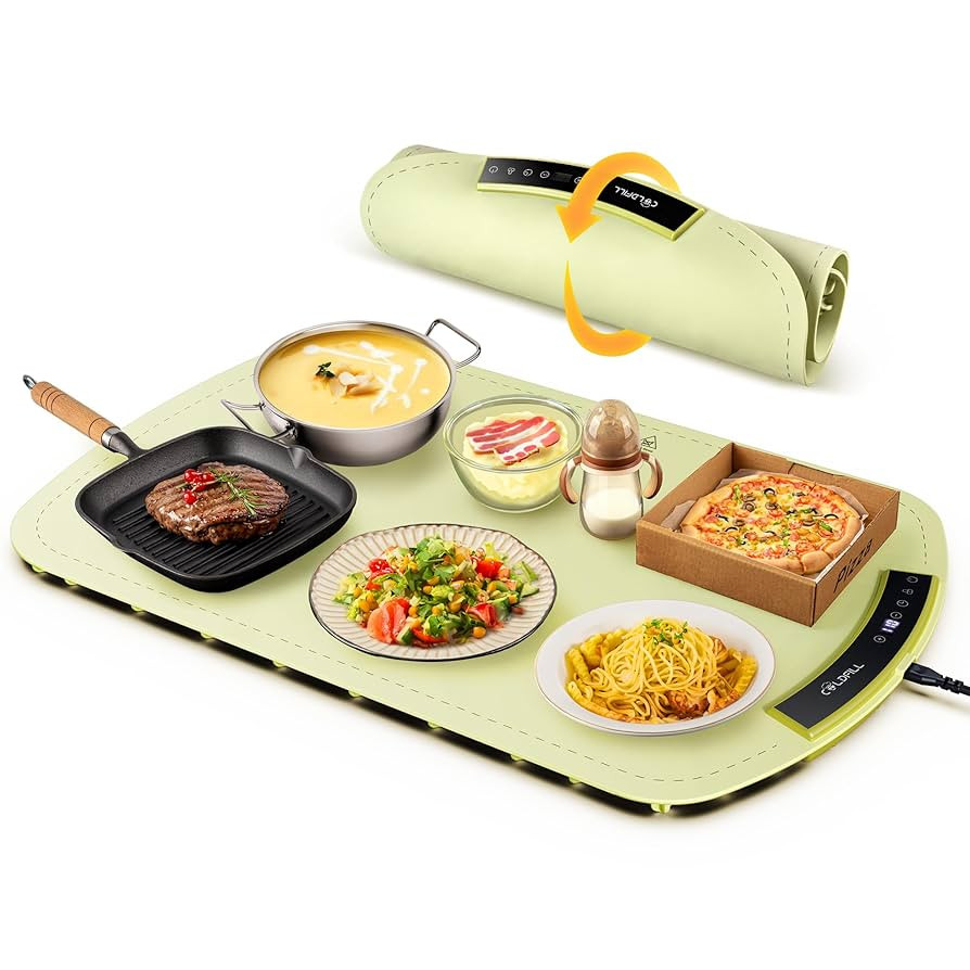 Warming Mat for Food, Electric Food Warmer with 8 Temperature Level and 4H Timer, Silicone Food W... | Amazon (US)