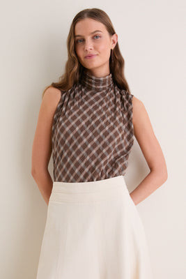 Cocoa Plaid Frederique Sleeveless Blouse | Tuckernuck (US)