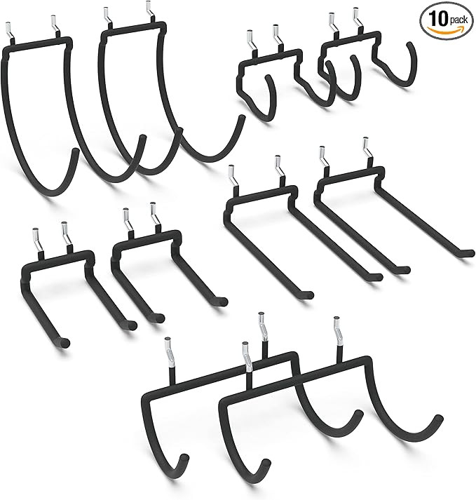HUHOLE 10-Pack Heavy Duty Pegboard Hooks for Power Tools & Garage Organization, Vinyl-Coated Stee... | Amazon (US)